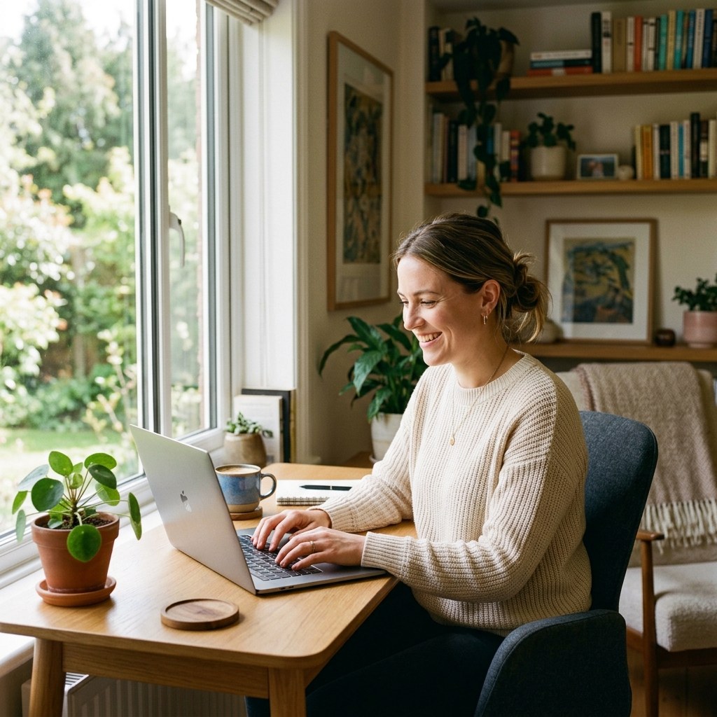 Person working from home on laptop